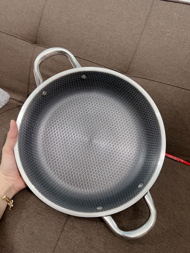 ماهیتابه استیل نچسب دودسته (کف لیزری)26سانتی