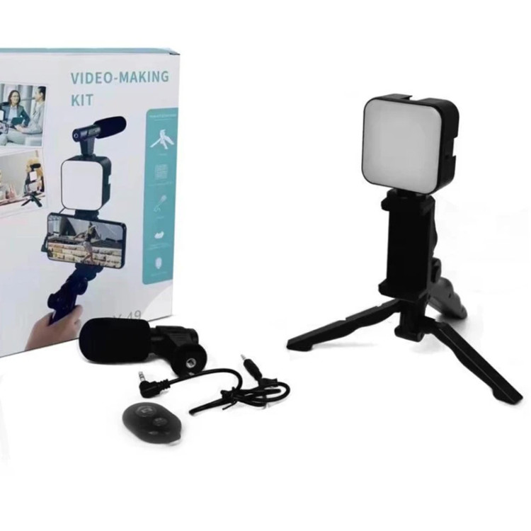 کیت فیلمبرداری لرزش گیر با میکروفون و پایه نگهدارنده مدل Video Making Kit AY-49