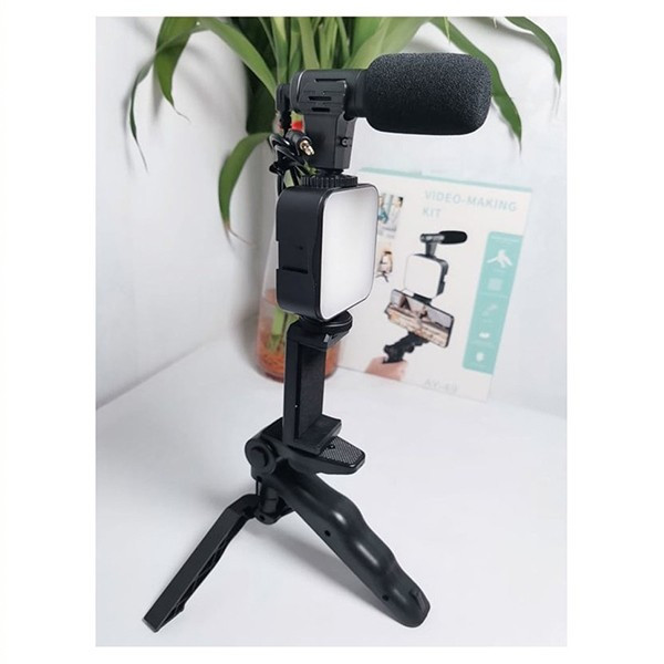کیت فیلمبرداری لرزش گیر با میکروفون و پایه نگهدارنده مدل Video Making Kit AY-49